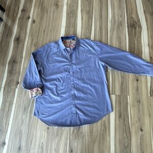 Robert Graham‎ Shirt Men 3XLarge Blue Striped Paisley Cuffs Button Up